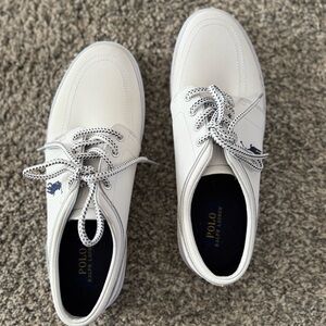 Polo by Ralph Lauren White Men’s Boat Shoes with Navy Accents